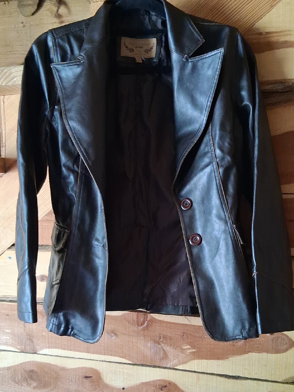 NWOT Womens Marcelle Renee Dark Brown Leather Jacket Sz. Small